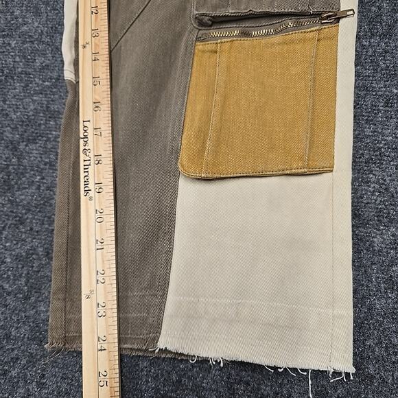 Oli & Hali Patchwork Paperbag Cargo Pants M Boho Utility Earthy Mineral Wash - Picture 12 of 16